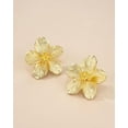 thumbnail image 3 of Gold Large Chunky Flower Statement Earrings for Women, Summer Beach Floral Handmade Drop Jewelry, Maximalist Wedding Date Birthday Gift, Bold Exaggerated Textured Dangle Trendy Ribbed Jewelry, 3 of 4