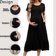 thumbnail image 2 of Beaisland Women’s Maternity Dress Short Sleeve Pleated Flowing Pregnancy Beach Dresses, 2 of 6