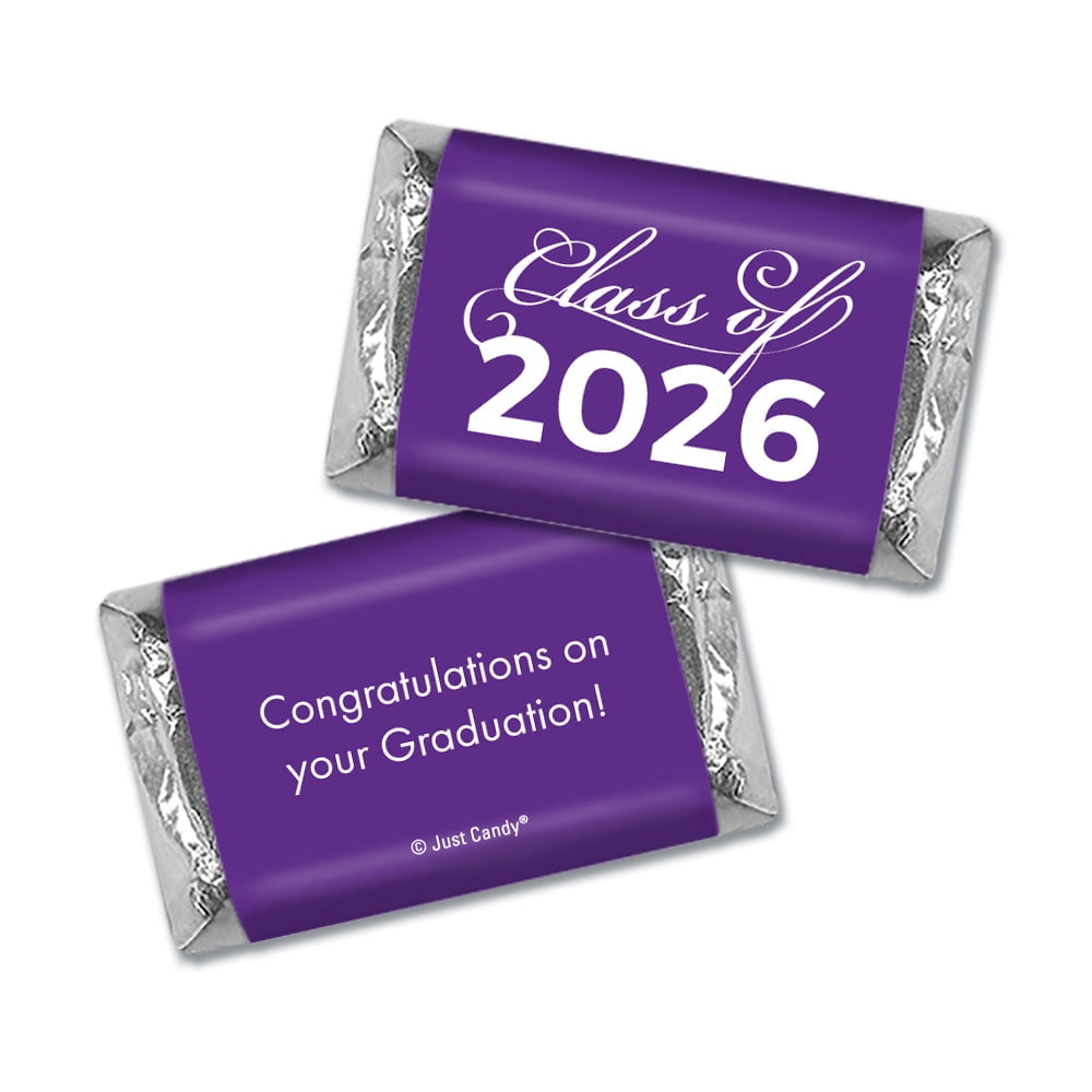 248 Pcs Purple Graduation Candy Mix - Class of 2026 Wrapped Miniatures & Purple Bulk Kisses (3 lbs)