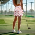 thumbnail image 3 of Yuyamidu Pink Christmas Print Ladies Athletic Skorts for Tennis Golf High Waisted Sports Skirts Stretchy Fabric, Built-in Shorts, Breathable, Holiday Themed, Holiday Outdoor Sports Activities, 3 of 8