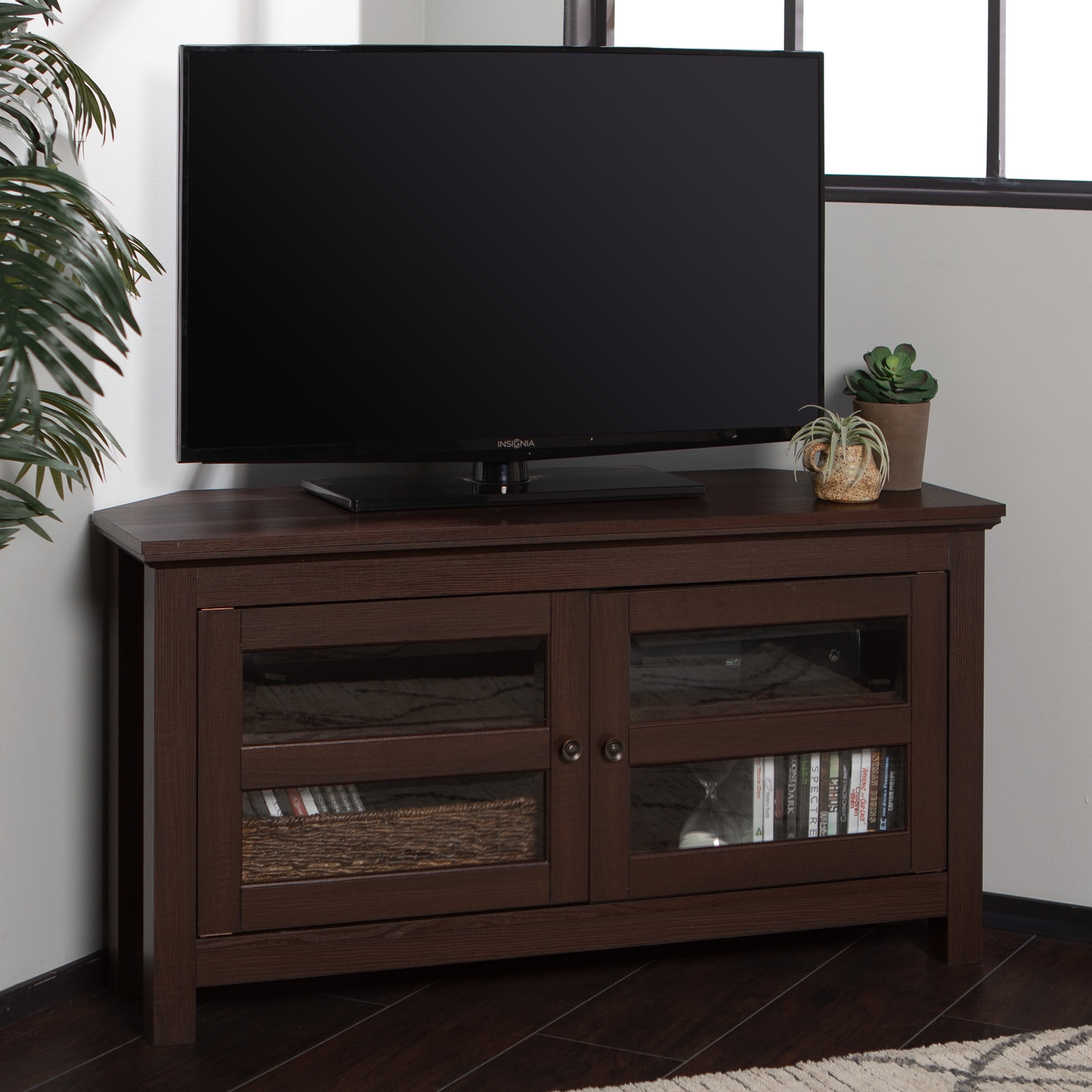 Walker Edison Wood Corner TV Stand for TVs up to 48" Espresso