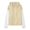 thumbnail image 5 of FAIWAD Zip Up Hoodie Women Color Block Long Sleeve Oversized Hooded Sweatshirts Casual Lightweight Jacket, 5 of 6