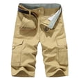 thumbnail image 7 of Men's Loose Fit Cargo Casual Shorts Multi-Pocket Cotton Summer Beach Pants Drawstring Elastic Waist Comfort,Khaki,34, 7 of 7
