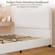 thumbnail image 4 of Queen marco de cama niños velvet forrado cabecero cute low-profile cama de plataforma girls y boys no necesita colchón base strong de madera slats noise-free fácil montaje (blanca), 4 of 7