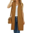 thumbnail image 3 of Nlife Women Open Front Vest Wool Knitted Long Cardigan Sleeveless Sweater with Pockets, 3 of 9