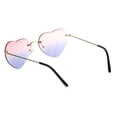 thumbnail image 4 of Womens Rimless Tie Dye Oceanic Gradient Lens Heart Sunglasses Gold Pink Purple, 4 of 4