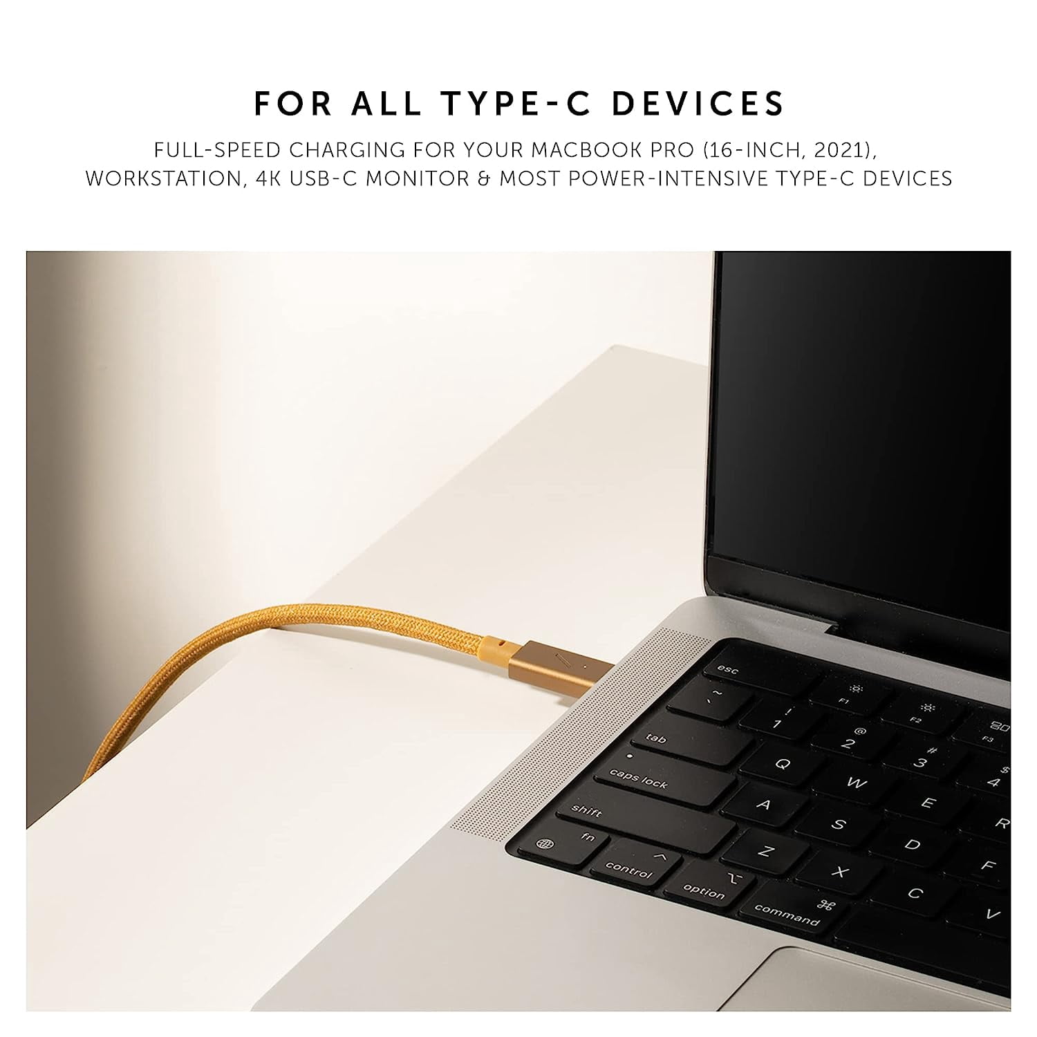 Native Union Belt Cable Pro - 240W USB Type C - 8ft Ultra-Strong Charging - Leather Strap (Kraft)