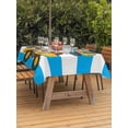thumbnail image 3 of Outdoor Tablecloth with Umbrella Hole for Patio/Picnic/Party/Camping, Blue Striped Yellow Truck Waterproof Table Cloth Rectangle Table Cover Washable, Farmhouse Stripes Modern Art (52"x 70"), 3 of 8
