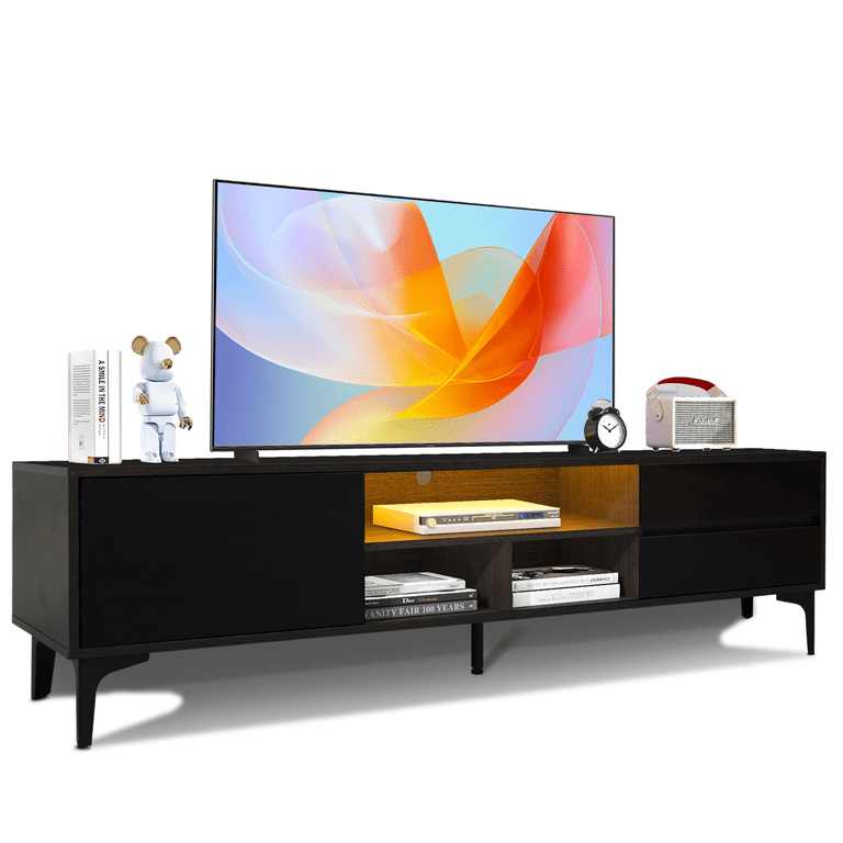 SESSLIFE 70 Inch TV Stand with RGB LED Lights, Modern