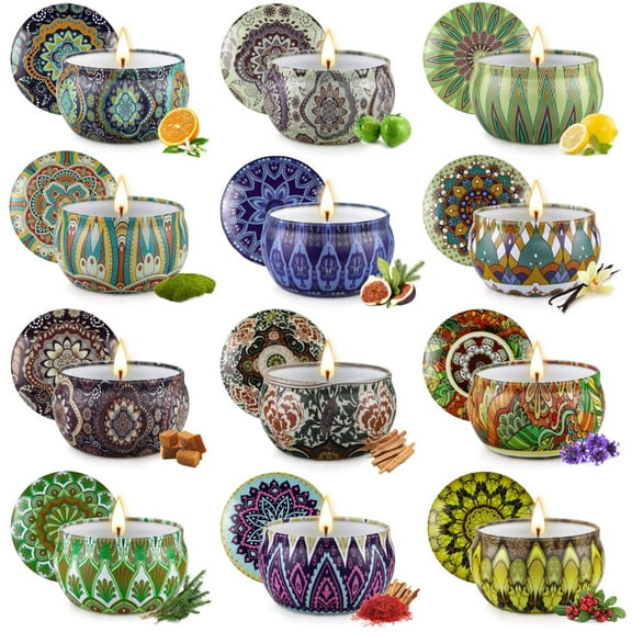 12 Pack Citronella Candles Outdoor - 52.8 Oz Soy Wax Candle Set, 360 Hour Long Lasting Scented Candles for Camping, Garden, Party