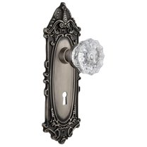 Nostalgic Warehouse Viccry_Sd_Kh Crystal Solid Brass Single Dummy Door Knob - Grey
