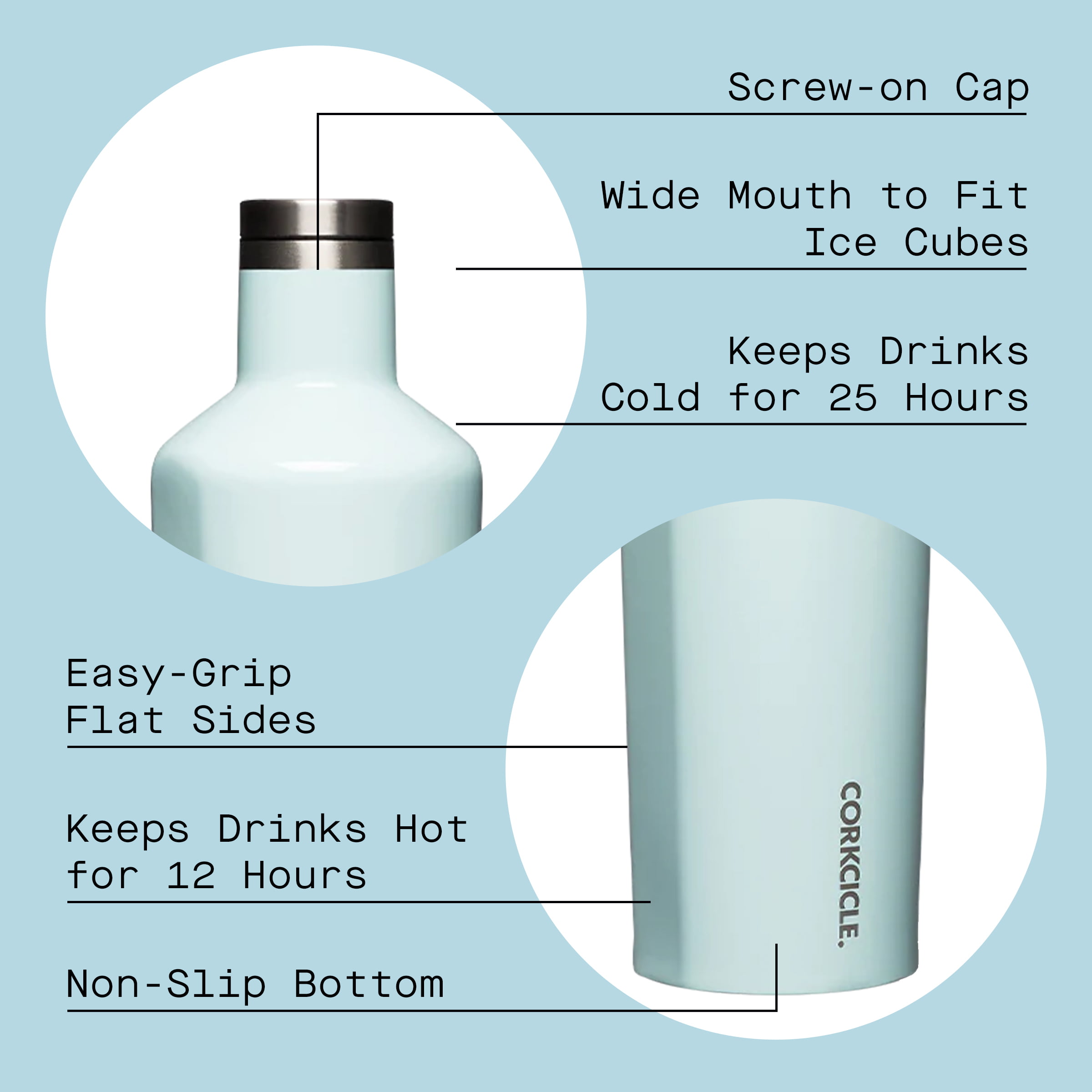 CORKCICLE Classic Canteen 25 oz. Turquoise Insulated Water Bottle.