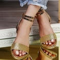 thumbnail image 2 of Clearance VerPetridure Rhinestone Sequins Buckle Fish Mouth Flat Casual Low Heel Sandals Women's Sandals Summer Casual, 2 of 2