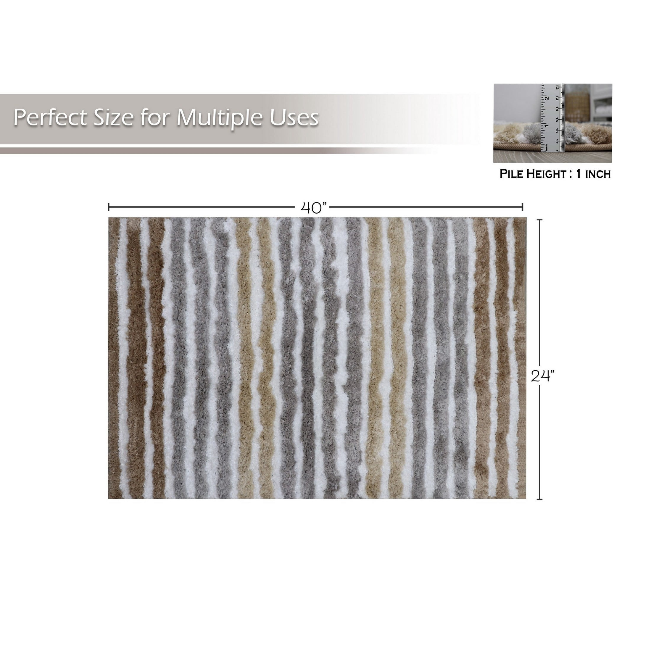 Bathroom Rugs, Extra Soft Absorbent Bath Rugs, Non-Slip, Quick Drying, Machine Washable, Plush Comfort for Bathroom Floor, Tub, Shower and Home Decor Accessories, 24x40, Linen