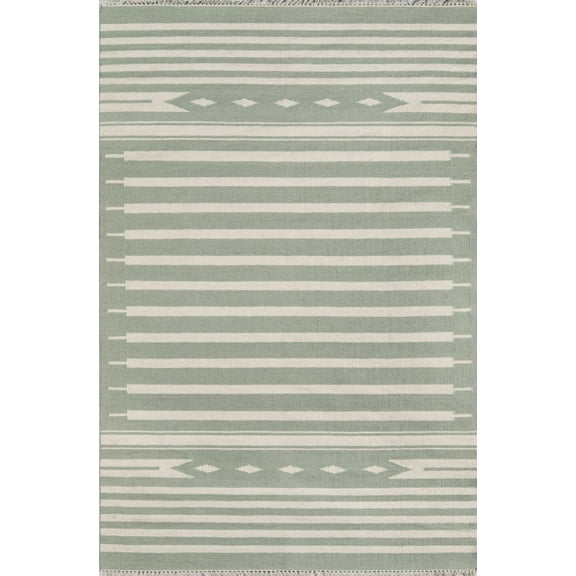 Erin Gates by Momeni Thompson Billings Light Green Hand Woven Wool Area Rug 7'6" X 9'6"