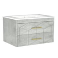 thumbnail image 1 of Modern Floating Bathroom Vanity Set, Wall Mounted Cabinet with Large Soft-Close Drawer and Gold Handle, Space-Saving Design, 1 of 7