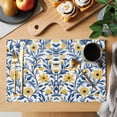 thumbnail image 2 of Spring Blue Leaf Flower Placemats Set of 6, Country Farm Watercolor Yellow Floral Non-Slip Place Mats Washable Table Mats for Kitchen Dining Table Decorations Indoor/Outdoor, 2 of 9