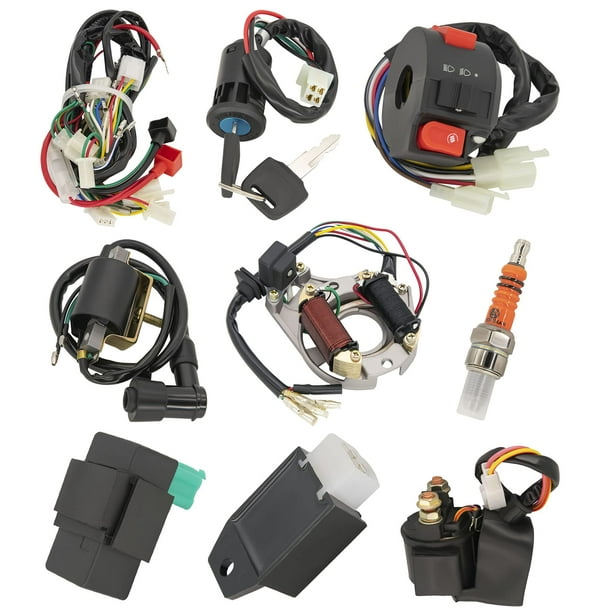 Kit completo de arnés de cableado ATV arnés de cables para Taotao chino 4 ruedas 50 cc 70 cc 110 cc 125 cc Pit Quad Dirt Bike piezas con bobina de estator eléctrico CDI solenoide relé por BOOTOP PIN