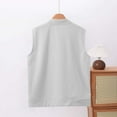 thumbnail image 4 of Coats for Women Sleeveless Zipper Round-Neck Pockets Winter Regular Solid Jackets,Womens Coats Plus Size Gray XXXXXL, 4 of 5