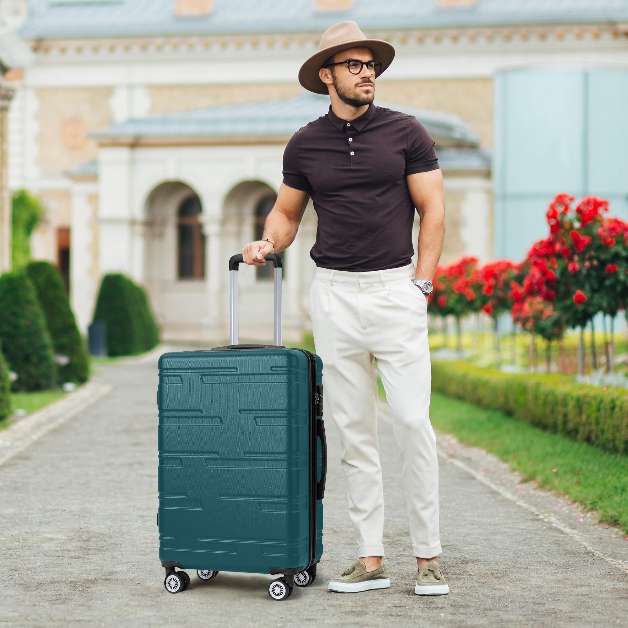 Ataucjin Hardside Carry On Luggage with Spinner Wheels, 24 inch Expandable Hard Shell Carry On Luggage with Spinner Wheels, Hardside Carry On Suitcase with Tsa Lock, Lightweight Hardshell Suitcase