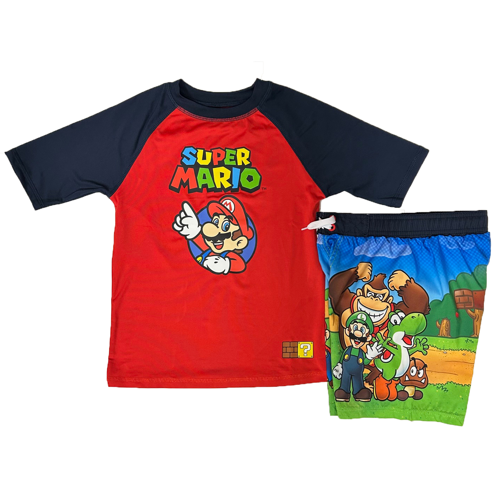 Super Mario Little & Big Boys Swim Trunk & Rashguard 2-piece Set