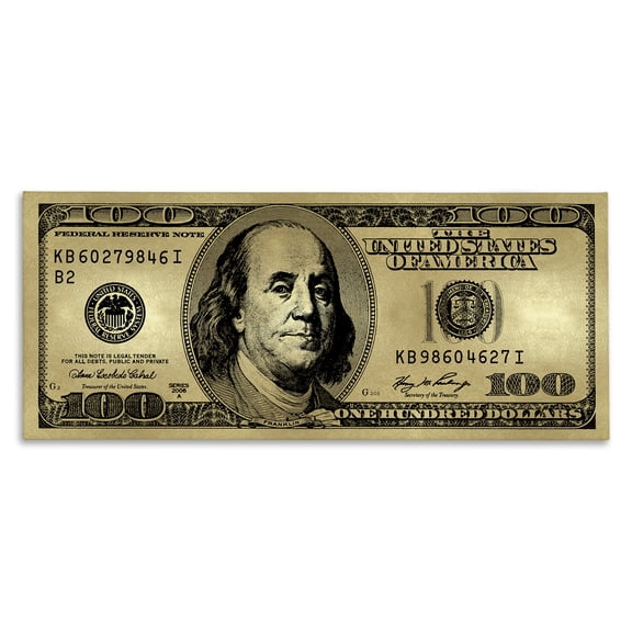 Stupell Industries Hundred Dollar Bill Novelty & Humor Painting Wrapped Canvas Art Print Wall Art, 24 x 10