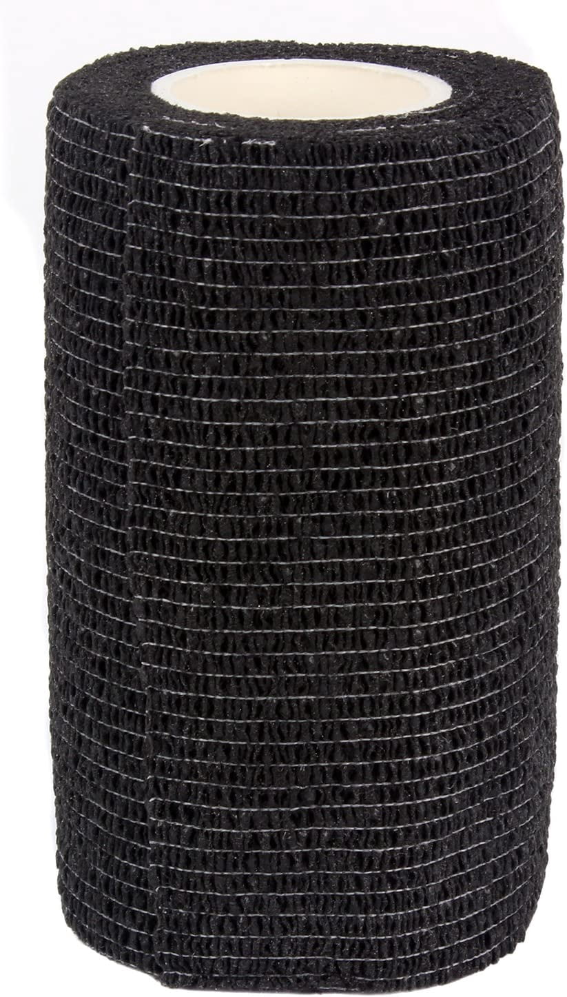 Self Adherent Cohesive Wrap Bandages for First Aid, Sprains, Swelling, Sports, Pets - 4 Inches x 5 Yards – 18 Count - Black