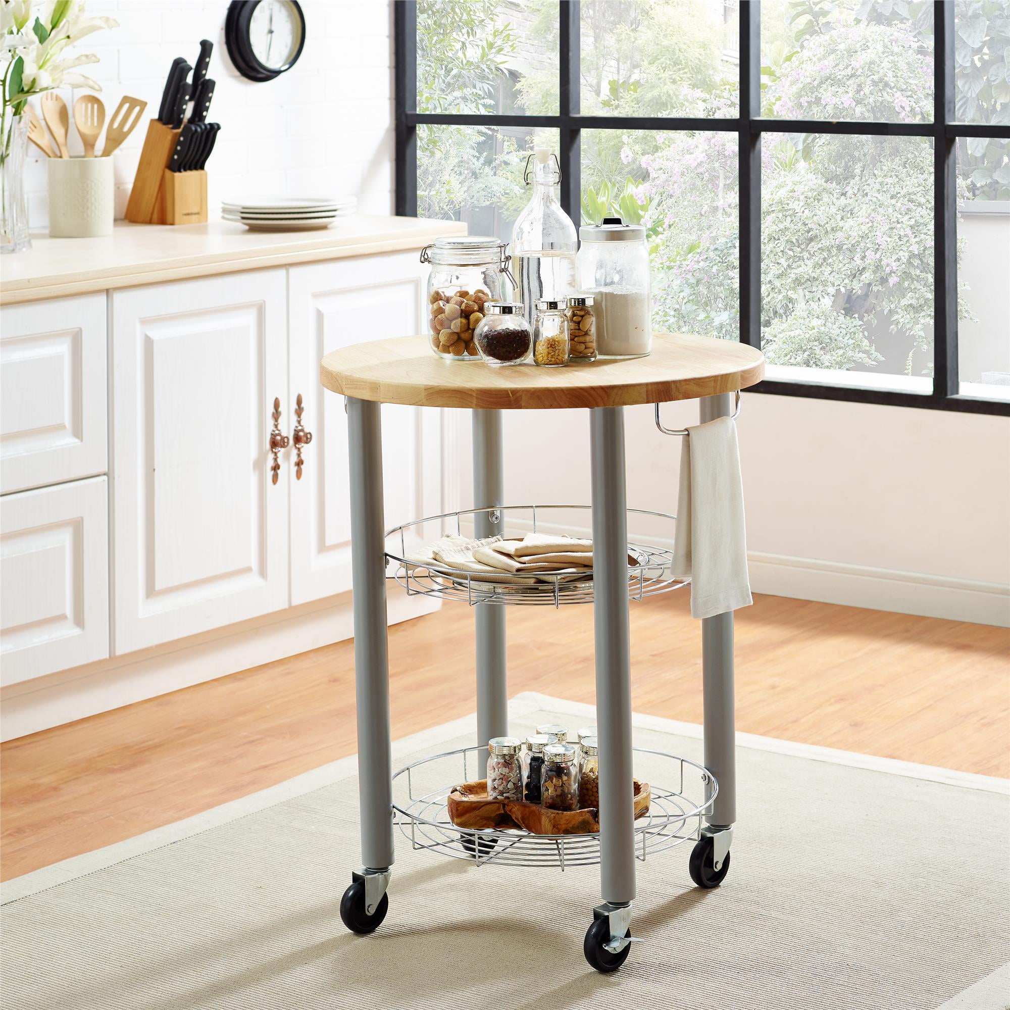 DHP Lulu Round Kitchen Cart, Gray