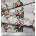 thumbnail image 3 of Soimoi Gray Silk Fabric Floral & Bird Decor Fabric Printed Yard 44 Inch Wide, 3 of 3