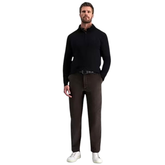 Haggar Mens Classic fit Dress Corduroy Pants 42 / 32 Brown Solid Stretch