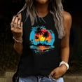 thumbnail image 2 of Pxxlle Tank Top for Women Hawaii Print Tank Tops Loose Fitted Sleeveless Beach Vacation Tops Casual Crewneck Going Out Tanks Black XL, 2 of 5