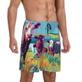 thumbnail image 2 of Yiaed Pop Art Colorful Cows for Men's Soft Sleep Pajama Short Lounging Pajama Shorts-X-Large, 2 of 6