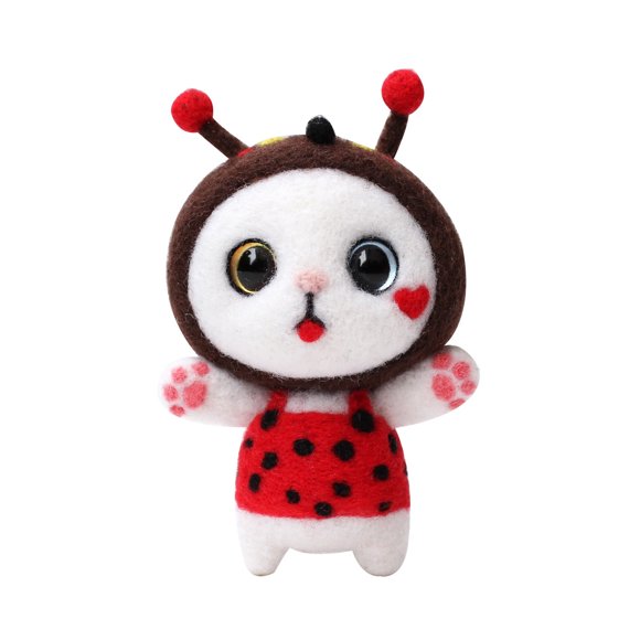 Dvkptbk Cute Cat Pattern Handmade DIY Poke Wool Felts Material Production Package