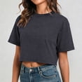 thumbnail image 5 of Gaexia Women's Casual Cropped T-Shirt Loose Fit Short Sleeve Summer Round Neck Athletic Top (Black,XL), 5 of 7