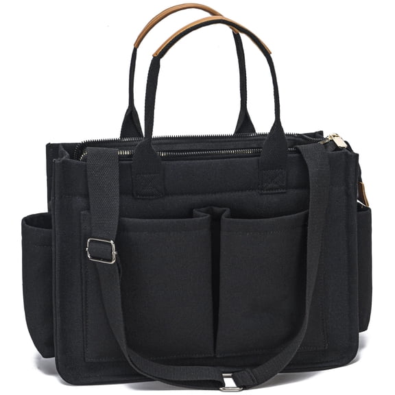 Tote Bag for Women Work - Everyday Bag with Pockets Crossbody Nursing Bag for Work Travel Nurse Gift-black