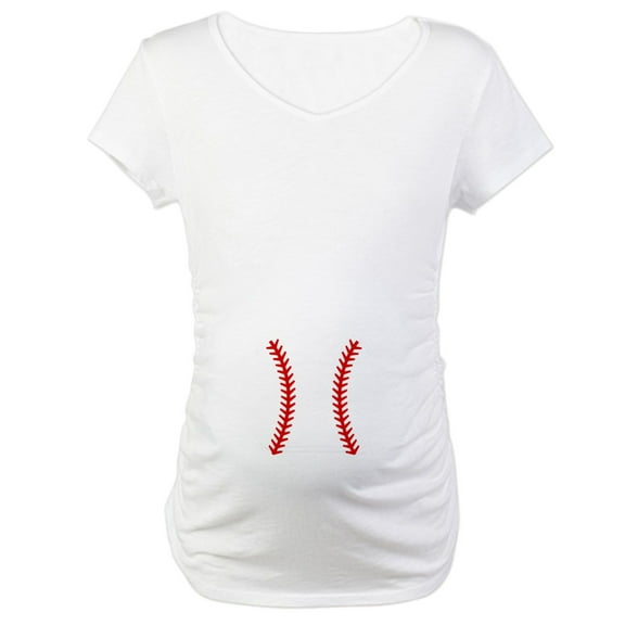 CafePress - Baseball Belly Maternity T Shirt - Cotton Maternity T-shirt, Cute & Funny Pregnancy Tee