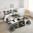 thumbnail image 4 of Rustic Farmhouse Comforter Set Twin Size,Deer Antlers Bear Paws Plaids Patchwork Bedding Adults Room Decor,Pine Trees Down Comforter,Retro Duvet Insert, 4 of 7