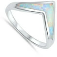 thumbnail image 4 of CHOOSE YOUR COLOR White Simulated Opal Chevron Pointed Thumb Ring .925 Sterling Silver Band CZ Female Size 11, 4 of 4