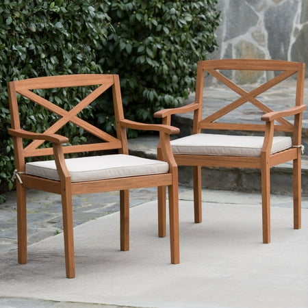 Belham Living Brighton Dining Arm Chair Set of 2 with Cushion - Natural