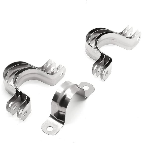 16Pcs 1 1/4 Inch Stainless Steel Conduit Clamps, Two Hole Strap U Bracket Rigid Pipe Strap Metal U Clamp Conduit Strap Tension Clips U-tube Clamp Heavy Duty
