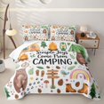 thumbnail image 2 of Catabedysis Watercolor Camping Quilt King,Cute Cartoon Bear King Coverlet Set For Boys,Multicolor,3Pcs, 2 of 7