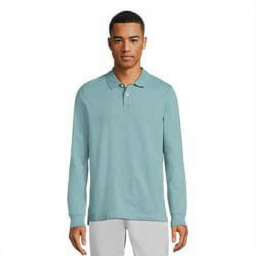 Men's Pique Polo Shirt with Long Sleeves, Sizes S3XL