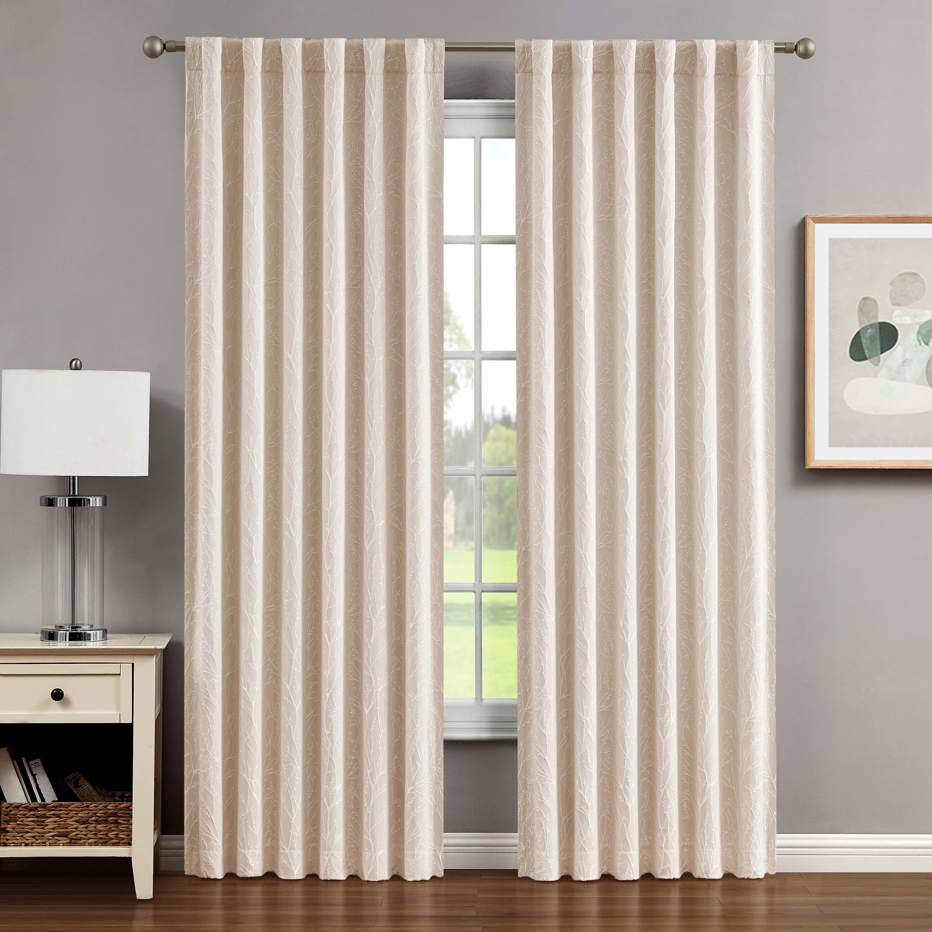 Collins Blackout Window Curtain Panels with Tiebacks, Back Tab, Champagne, 50" x 96"
