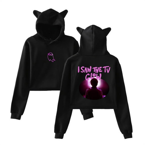 I Saw the TV Glow Short Hoodie casual fashion women's cat ear sports shirt hip-hop pullover