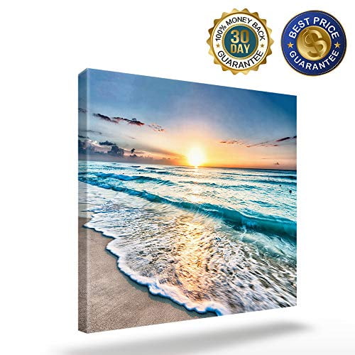 Society6 ケース Pale blue retro beach by AC Photography Beach Canvas Wall Art for Living Room/Bedroom Blue Sea