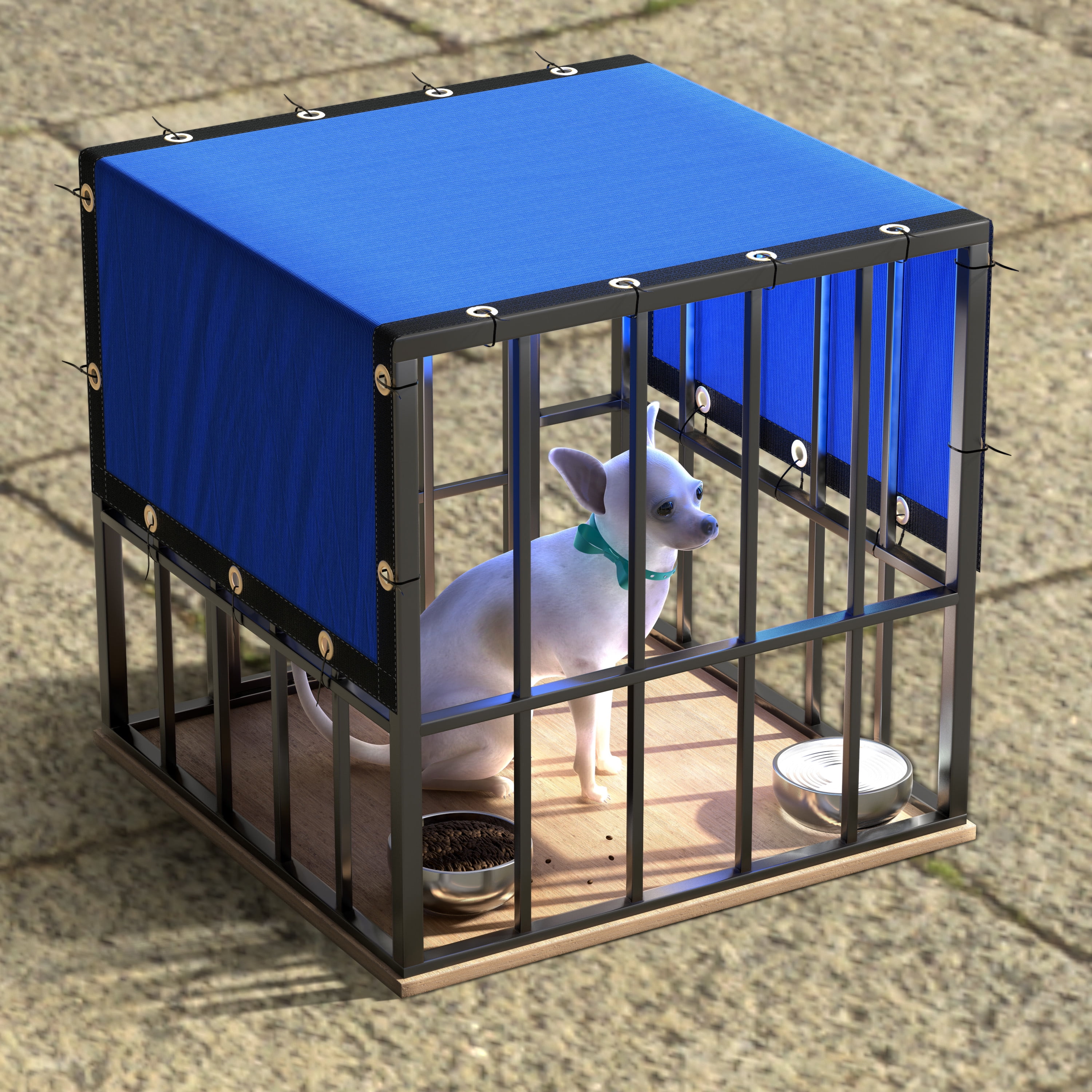 ColourTree 90% 3' x 3' Blue Custom Size Dog Shade Cover Canopy Shade Cloth/ Privacy Screen with Grommets for Pergola, Outdoor, Patio, Garden Fence, Apartments Railing （We Make Custom Size )
