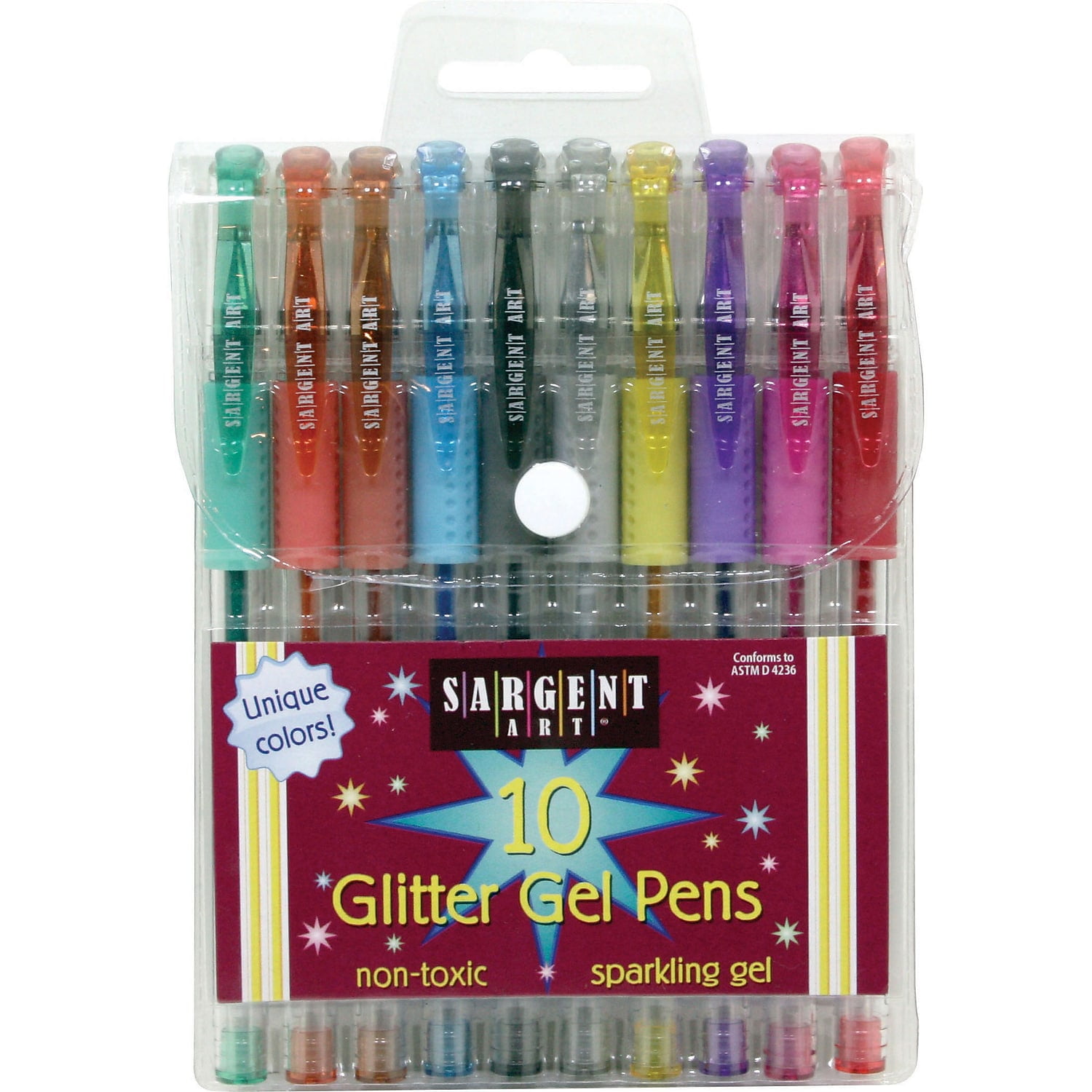 Sargent Art Glitter Gel Pen Assorted Colors 6 Count of 10 Pack of Pens Per Order (SAR221501)