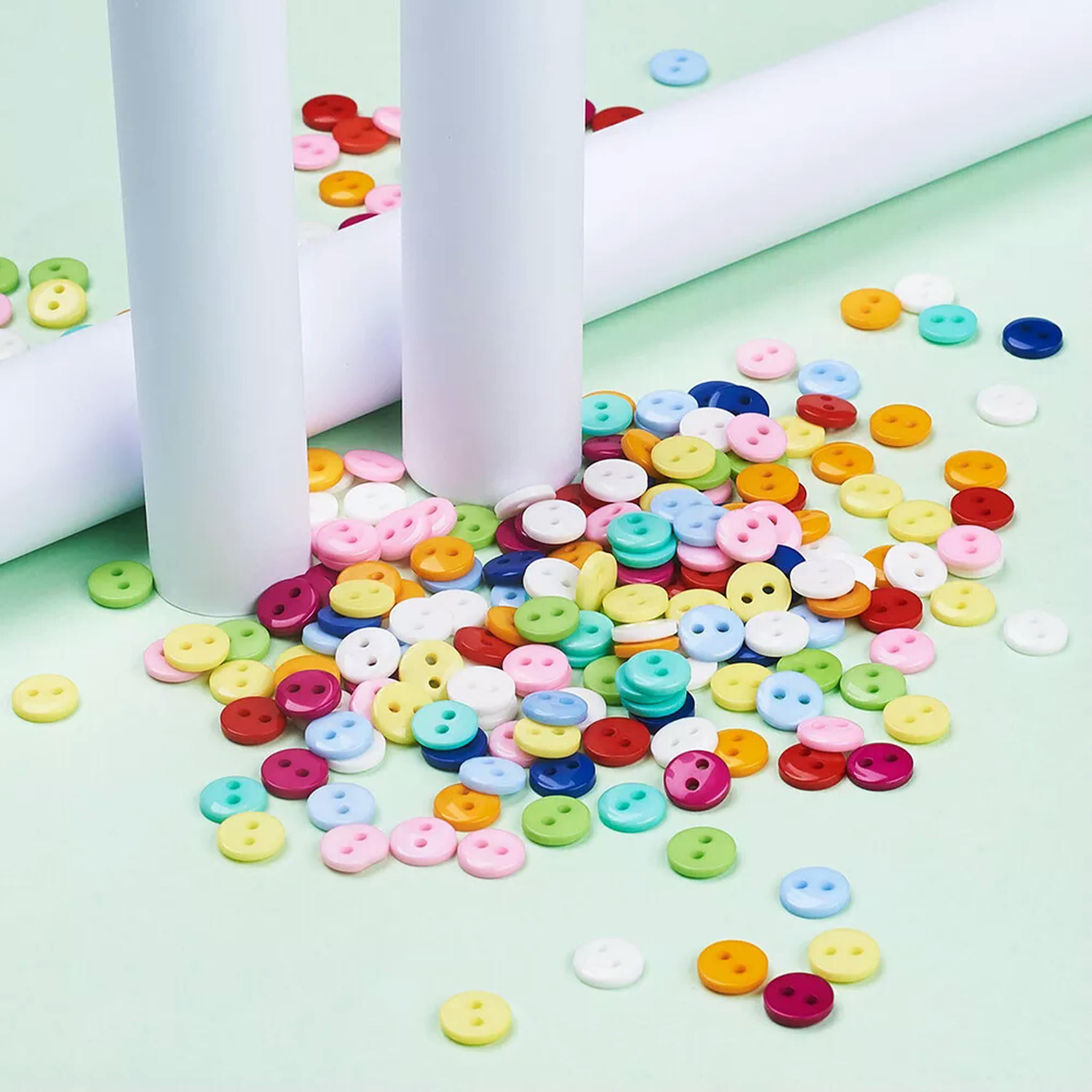 U8MO 2000pcs Flat Round 2-Hole Buttons Resin Button For DIY Sewing Craft 9mm Hole:1mm