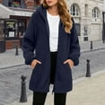 thumbnail image 2 of idosla Womens Fleece Zip Up Jacket with Pockets Oversized Long Sherpa Hoodie Fuzzy Jackets Warm Teddy Coat (Navy, S), 2 of 8