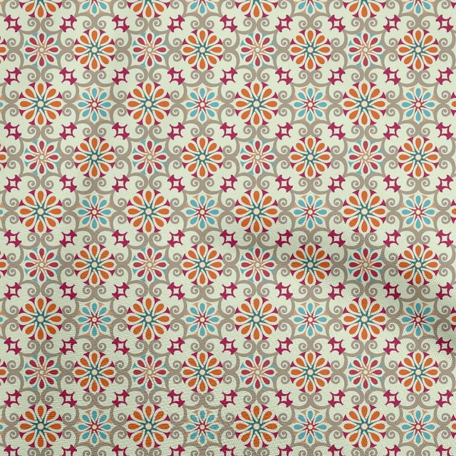 oneOone Georgette Viscose Light Yellow Fabric Asian Suzani Craft Projects Decor Fabric Printed By The Yard 42 Inch Wide